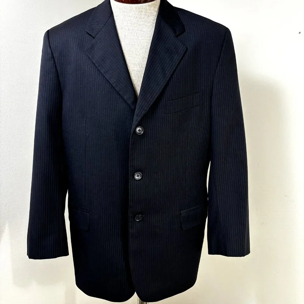 Pavone Sport Coat Lessona Superclass 120s Striped Blazer Sz 42S Wool Suit Jacket